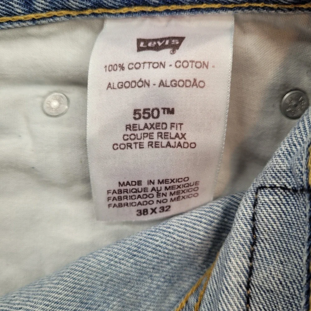 Levi 550 Relaxed Fit Jeans Mens 38x32 Light Wash Denim Y2K